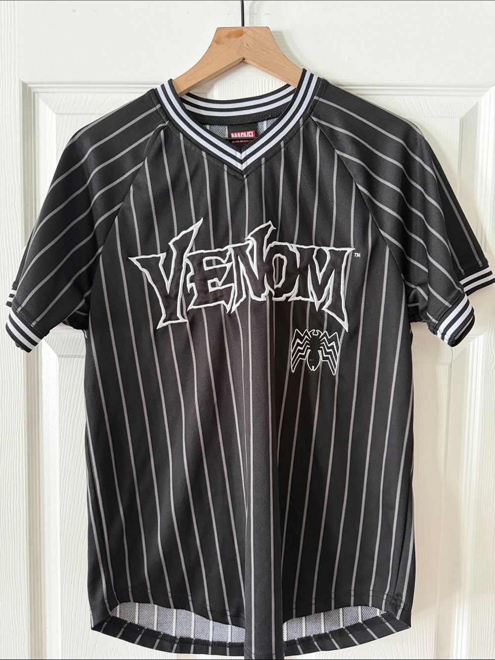 Marvel Black and White Venom Pinstripe Jersey
